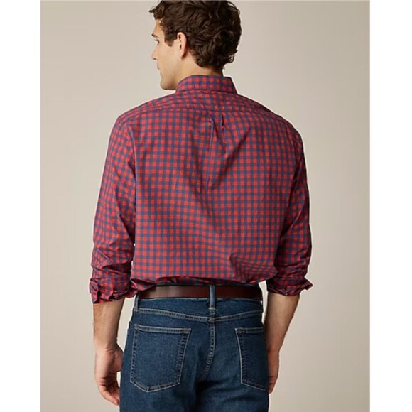 J. Crew Secret Wash Shirt Slim Fit Men’s XL Blue Red Plaid Button Down Stretch - Picture 10 of 14
